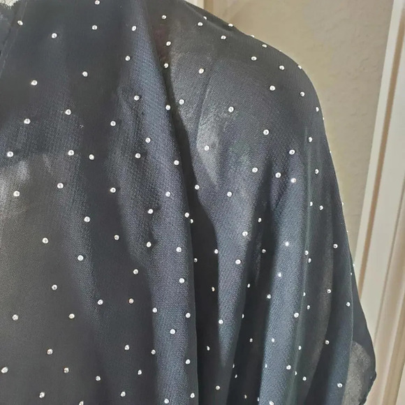 Jessica Mcclintock Vintage Black Silver Studded Kimono - Picture 15 of 16